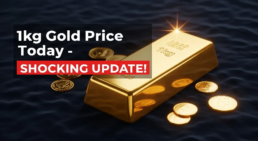 1kg gold bar with coins showing today's shocking gold price update