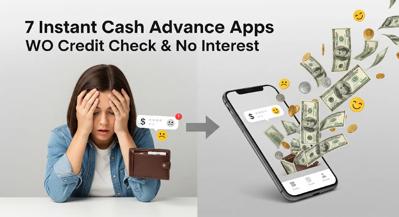 A person looks relieved as cash bursts from their phone screen, illustrating instant cash advance apps with no credit check.
